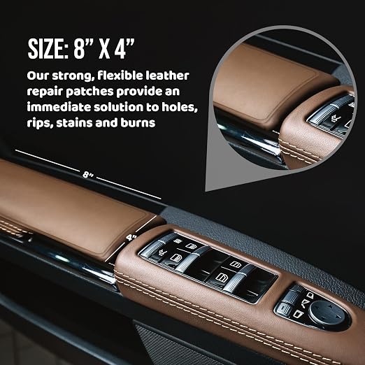 MastaPlasta Self-Adhesive Premium Leather Repair Patch - Dark Brown 8" x 4" (20 x 10 cm). Your Instant Upholstery-Quality Leather Repair Kit for Couches, Car Interiors, Bags & DIY