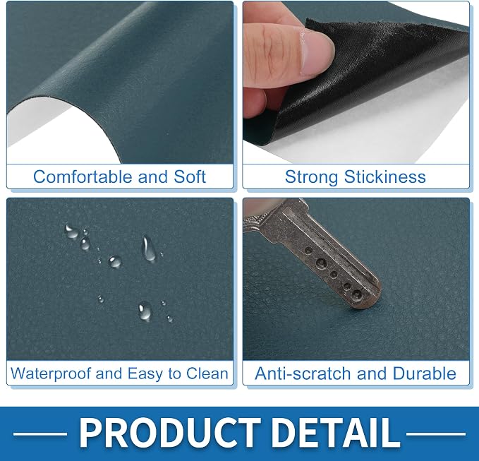 Self Adhesive Leather Repair Patch Strong Stickiness 60"x16" Leather Repair Tape PU Leather Deep Blue 1 Pcs