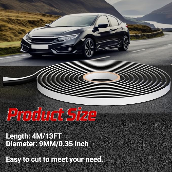 13Ft Headlight Sealant Retrofit Refit Butyl Rope Rubber Glue Reseal for Car Headlamps Window Door Windshield (1 Piece)
