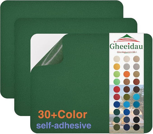 Gheeidau Canvas Repair Patch 9×11 Inch 3Pcs Waterproof Self-Adhesive Fabric Repair Patch for Tents,Boat Cover,Pop Up Canopy,Patio,Bags,Car Seats,Sofas,Furniture Cover(Bottle Green)
