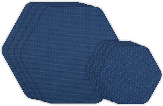 GEAR AID Tenacious Tape Hex – 2.5” & 1.5” Repair Patches (8 Patches: Four 2.5” & Four 1.5”, Blue) – Peel-and-Stick Outdoor Nylon Fabric to Fix Holes and Burns in Down Jackets, Rain Gear and Tents