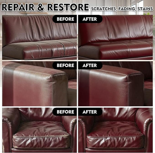 Maroon Leather Recoloring Balm, Leather Repair Kit for Furniture,Leather Dye Couch Paint and Repair,Leather Scratch Remover,Leather Color Restorer for Couches Car Seats Purses Shoes