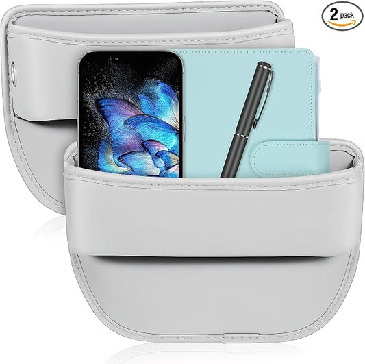 Healifty Car Seat Gap Filler Organizer: 2Pcs Leather Front Console Storage Box and Automotive Truck Interior Accessories for Women Men, Vehicle Holder between Seats
