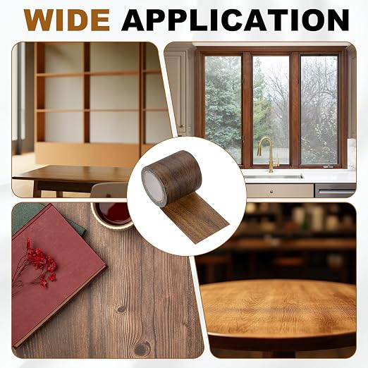 uxcell Wood Grain Repair Tape, 2.2" x 15ft Self Adhesive Wood Grain Colored Duct Tape Waterproof Repair Patch for Furniture Floor Scratch Fix, Baseboards, DIY Decor, Dark Pine