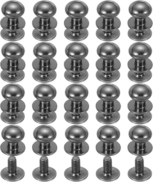 PATIKIL 10 mm Leather Rivets, 20 Sets Ball Head Stud Screw Back Round Head Button Chicago Screw Nipple Stud Rivet for Leather DIY Craft Handbag Belt Repairs, Black