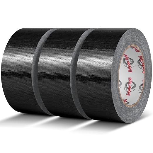 Professional Heavy-Duty Duct Tape 2 Inches x 30 Yards, 3 Pack Waterproof Cloth Gaffer Tape for Indoor/Outdoor Use, Repairs, Bundling, Sealing & DIY, Black