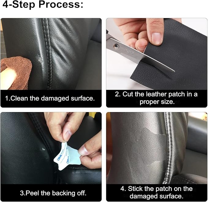 ILOFRI Leather Repair Patch for Car Seats, 60x17 inch Self Adhesive Leather and Vinyl Repair Tape Kit for Couches, Furniture, Boat Seats, Sofa, Upholstery, Auto Interior - Light Grey #2