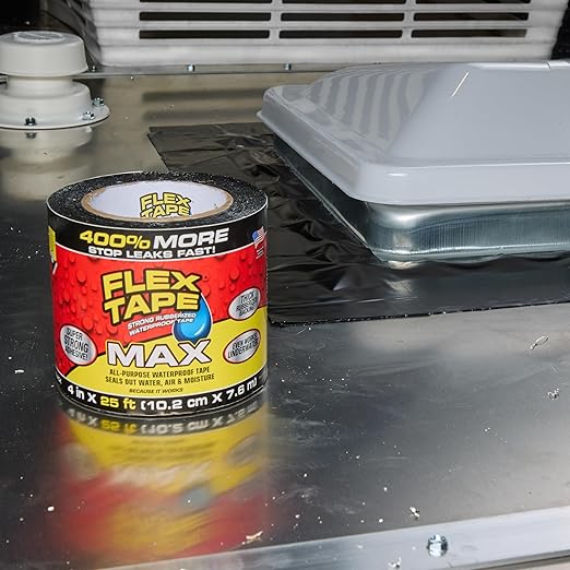 Flex Tape, Original Thick Flexible Rubberized Waterproof Tape - Seal and Patch Leaks, Works Underwater, Indoor Outdoor - Home RV Roof Plumbing and Pool Repairs, Black, 12 in x 10 ft, Pack of 2
