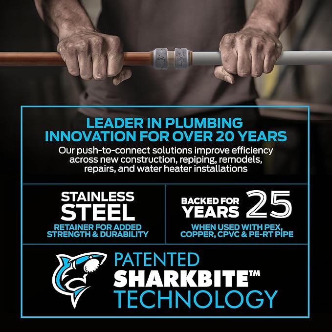 SharkBite Max 3/4 Inch Slip Coupling, Push to Connect Brass Plumbing Fitting, PEX Pipe, Copper, CPVC, PE-RT, HDPE, UR3016A