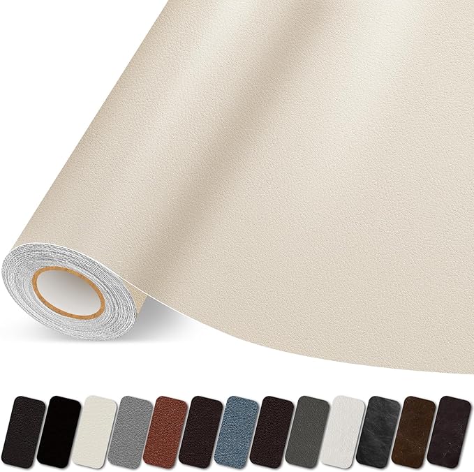 Leather Repair Patch, 35X79 Inch Self Adhesive Leather Repair Tape, Large Vinyl Patch Kit for Couches, Sofa, Furniture, Car Seats, Office Chairs, Cabinets, Handbags（Beige, 35X79 Inch）