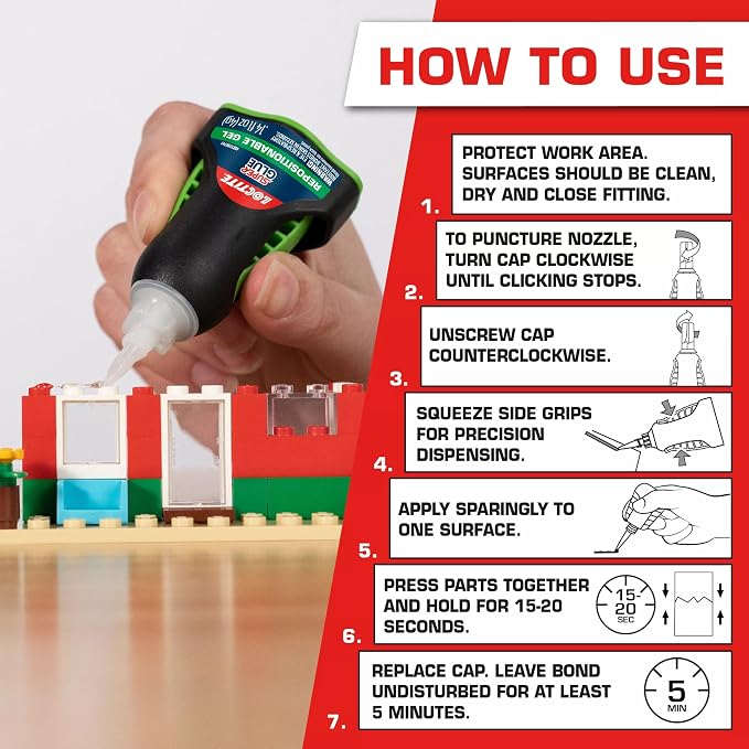 Loctite Super Glue Repositionable Gel, Clear, 0.14 fl oz Bottle, 2 Pack - Superglue for Plastic, Wood, Metal, Crafts & Repair, Cyanoacrylate Adhesive Instant Glue