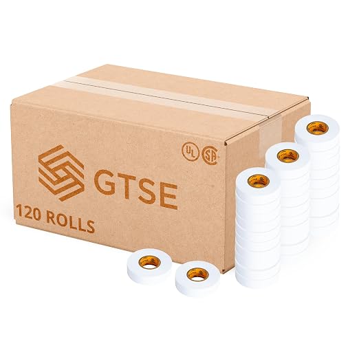 GTSE White Electrical Tape, 120 Rolls Bulk Box – Waterproof, Industrial Grade Vinyl, 3/4 in x 66ft– Strong Self-Adhesive PVC Electric Tape for Wire Insulation, 7 Mil, 600V – UL/CSA Listed