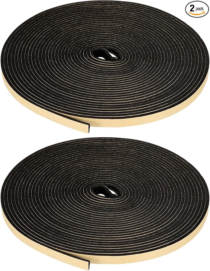 PATIKIL Foam Insulation Tape, 2Pcs 1/2" W x 1/8" t x 32.8FT Self Adhesive Weather Stripping Door Seal Strip for Door Window Air Conditioning, Black
