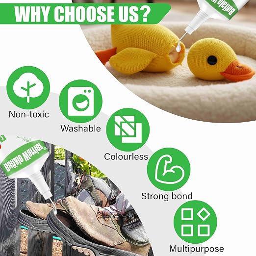 Fabric & Shoe Glue - Professional Grade, Clear, Waterproof, High-Strength Adhesive for Car Seats, Sneakers, Leather, Boots, Hiking Gear - All-Purpose Strong Bond, 2 oz/60ml