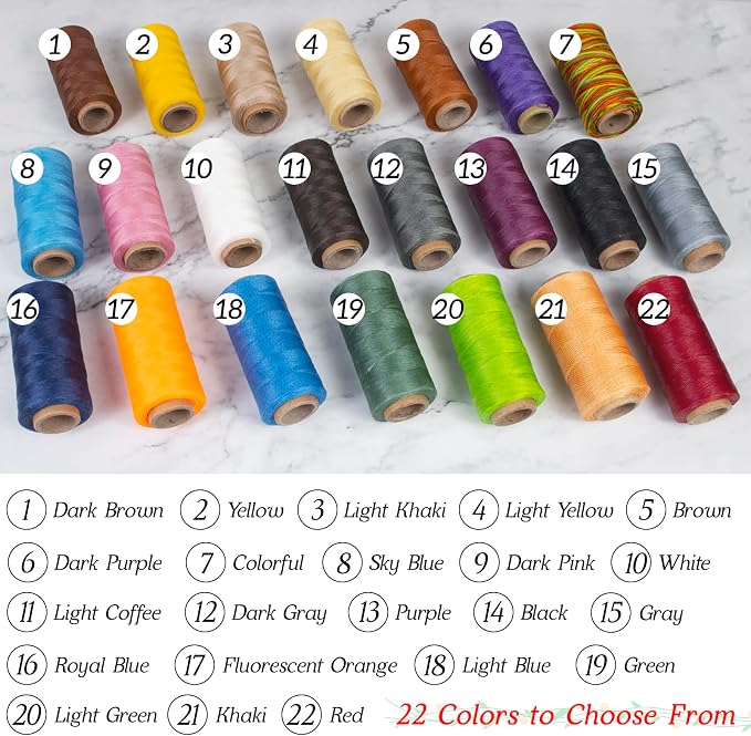 0.8mm Waxed Thread for Leather Sewing, 284 Yards, 150D Flat Wax String, Waxed Cord for Bracelet Making, Bookbinding, Shoe Repairing, Leather Projects, DIY Crafts (Light Khaki)