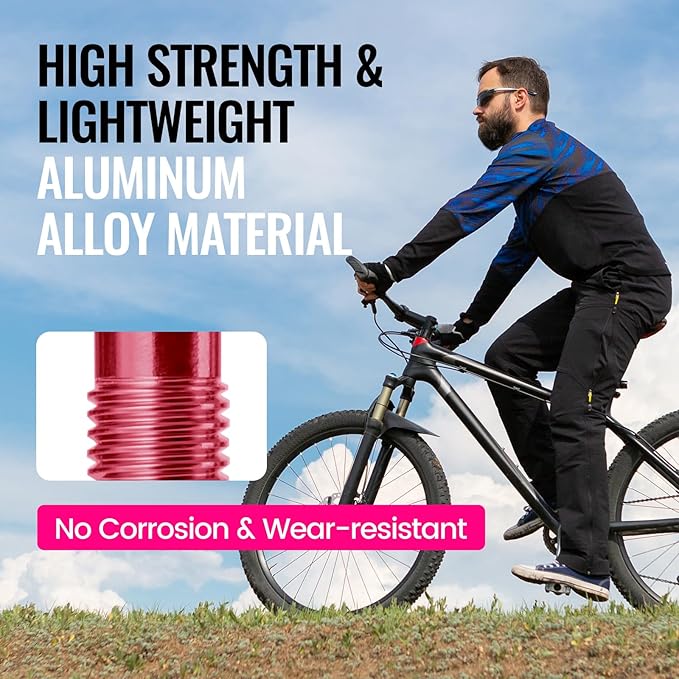 RideNow Tubeless Presta Valve Stems, 45mm Super Light Alloy Presta Tubeless Valve Stem Kit with Valve Core Remover Tool and Valve Stem Caps, Multiple Color and Size Options(Pair), Pink