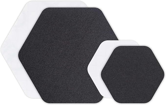 GEAR AID Tenacious Tape Hex – 2.5” & 1.5” Repair Patches (4 Patches: Two 2.5” & Two 1.5”, Clear/Black) – Peel-and-Stick Outdoor Nylon Fabric to Fix Holes and Burns in Down Jackets, Rain Gear and Tents
