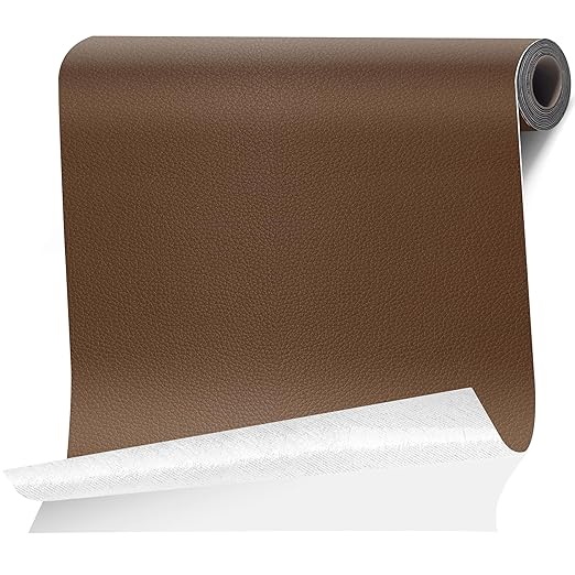Leather Repair Tape Patch, 35.4" x 79" Self Adhesive Leather Patches for Furniture,Vinyl Repair Kit for Car Seat, Couch, Chairs, Boat Seat, Sofa Brown