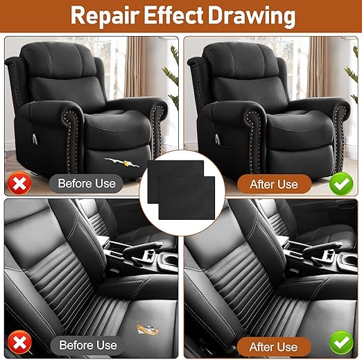 Leather Repair Patch 8x11 inch 2 Pcs, Self Adhesive Vinyl Repair Patch Kit, Leather Patches for Furniture, Couches, Car Seats, Cabinets, Wall, Handbags - Light Grey #2