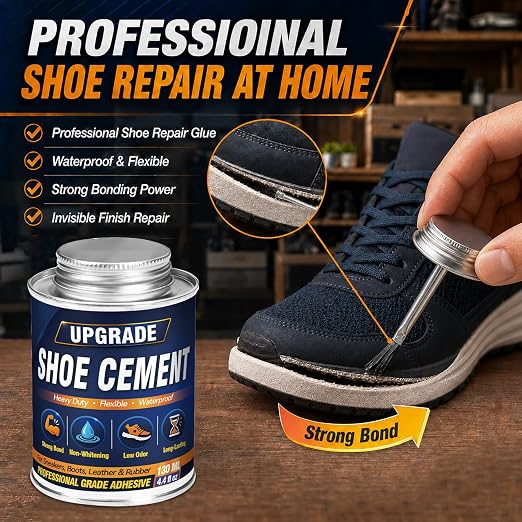 Shoe Cement 130ml, Shoe Repair Glue with Brush Applicator, Waterproof Glue for Shoes Repair for Fixing Separated Soles, Cracked Shoes, Sneakers, Boots, Leather and Rubber Bonding