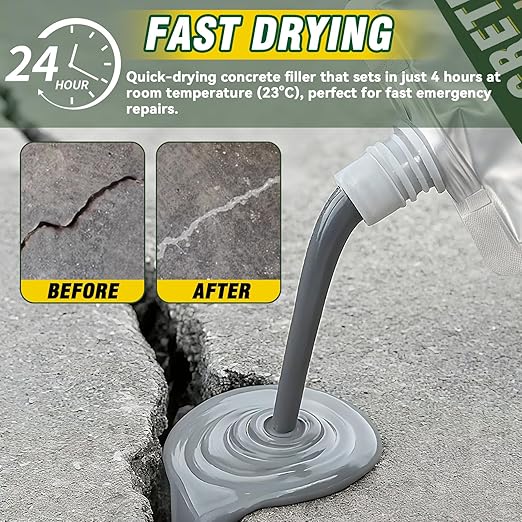 Concrete Crack Filler, Premium Cement Crack Filler, Self Leveling Crack Sealant, Waterproof, High Elasticity Caulking Glue for Driveway, Sidewalk, Patio, Outdoor Concrete Joint Repair