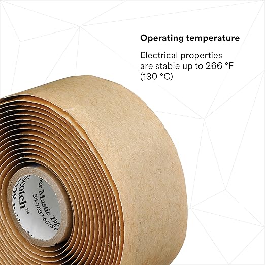 3M Scotch Rubber Mastic Tape 2228, 1 in x 10 ft, Black, Conformable, Self–Fusing, Electrical Insulating, Moisture Sealing, Indoor and Outdoor Applications, 65 mil thick, 1 Roll
