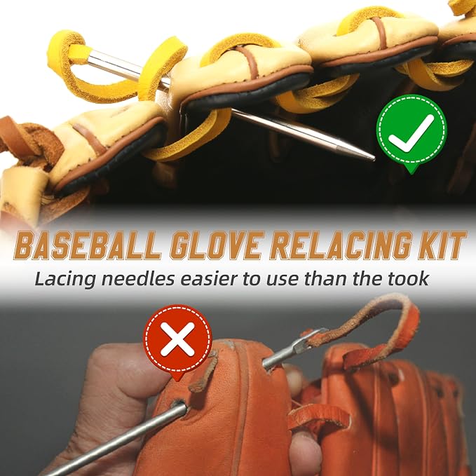 Baseball Glove Lace, 2 Pcs Authentic Cowhide Lace 79 Inch, Perfect Quick Repair Baseball Glove Repair Lacing Kit