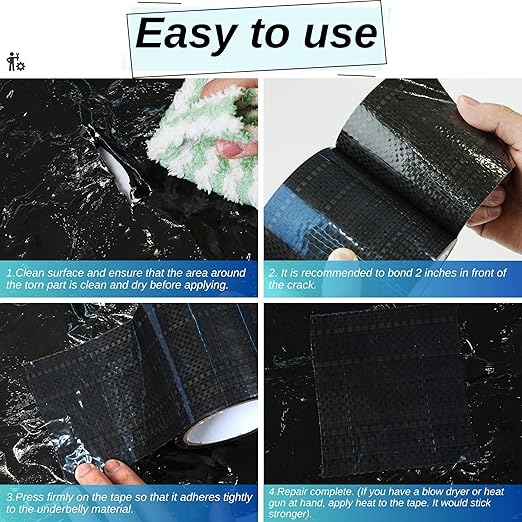 CHUANGSEED RV Underbelly Tape Flexible Waterproof Fabric Repair Tape, Thick Sealing Patch for Mobile Home Belly, Camper, Travel Trailer, Permanent Bottom Repair 4'' x 50Ft