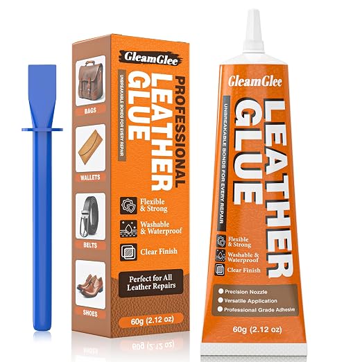 Leather Glue 60ml - Extra Strong, Waterproof & Flexible Adhesive - Fast-Drying Repair Glue for Leather & Vinyl - Ideal for Shoes, Bags, Sofas, Jackets, Car Seats & More