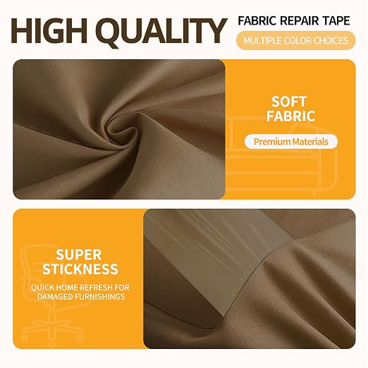 Fabric Repair Tape, Self-Adhesive Couch Patch Repair Fabric Patches for Furniture, Couch Repairing Kit Tape for Upholstery, Carpets, Chairs, Sofas, Pillows Microfiber Velvet 4x79 Inch Brown
