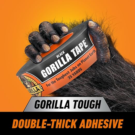 Gorilla Duct Tape, Black Tape, 1.88" x 35 yd (Pack of 2) - Heavy Duty and Weather Resistant for Indoor or Outdoor