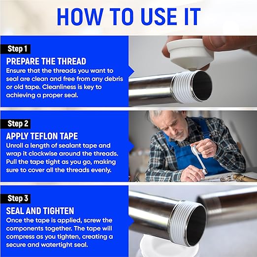 TAPEWELL Professional Grade Plumbers Tape - High Density Thread Sealant Teflon Tape, 1/2 Inch X 520 Inches