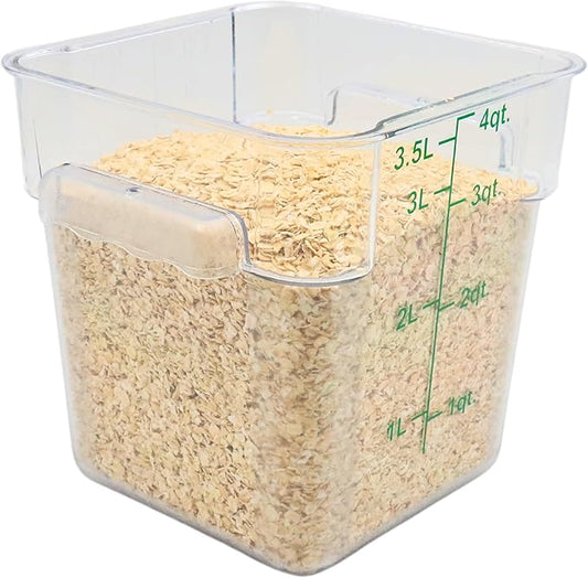 FSE Square Food Container, 4 Quart, Polycarbonate, Reusable, Clear, NSF, (LID SOLD SEPARATELY)