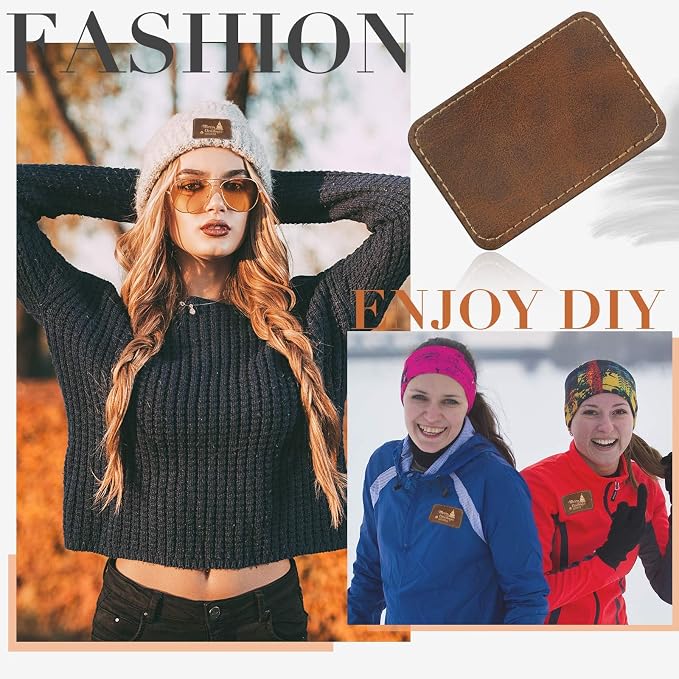Dunzy 60 Pcs Leather Hat Patches Blank Leatherette Hat Patch with Adhesive Rectangle Laserable Leatherette Patch for Hats Custom Fabric Sew Laser Engraving DIY(Antique Gold,3.5 x 2.5 Inch)