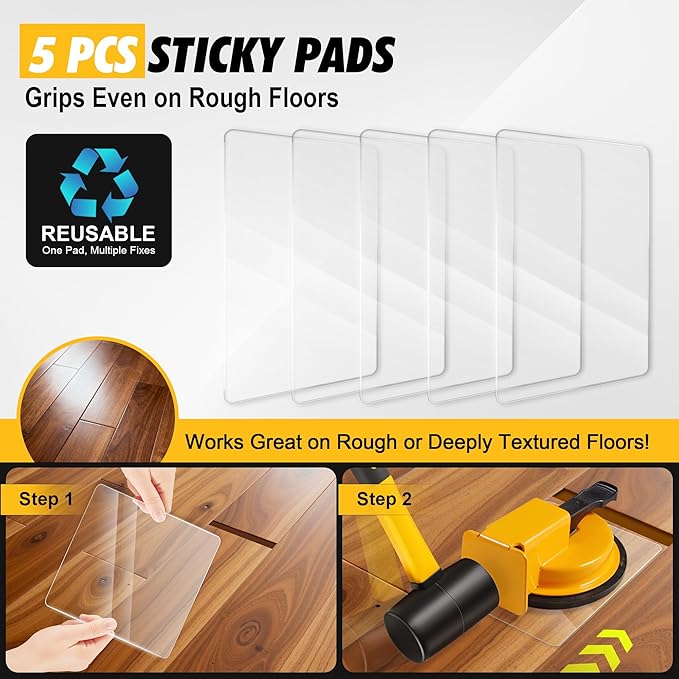 Floor Gap Fixer Tool with Enhanced Suction Cup & Sticky Pads – Easy Laminate, Vinyl & Wood Flooring Gap Repair Tool for Smooth and Textured Floors