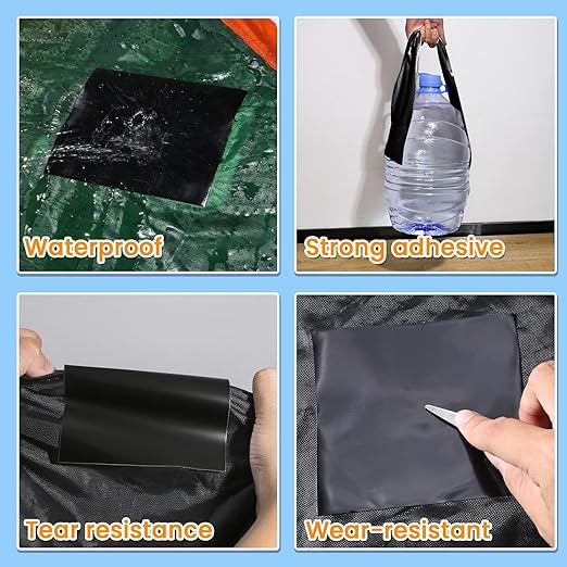 Tikfoam Waterproof Repair Tape for Fabric, Plastic, Awning, RV Underbelly, Tarp, Tent, Sail and Boat Cover Outdoor Repair Patch, Heavy Duty,4 Inch x 10FT Black