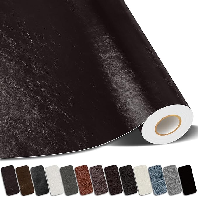 Leather Repair Patches, 17X158 Inch Self-Adhesive Leather Repair Tape, Stretch Vinyl Repair Kit for Couch Furniture Sofas Car Seats (Coffee, 17X158 Inch )