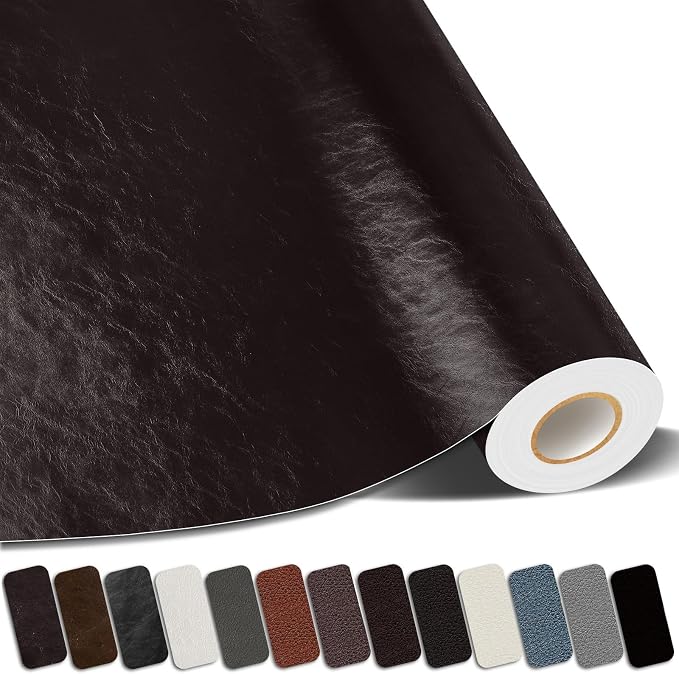 Leather Repair Patches, 17X79 Inch Self-Adhesive Leather Repair Tape, Stretch Vinyl Repair Kit for Couch Furniture Sofas Car Seats (Coffee, 17X79 Inch)