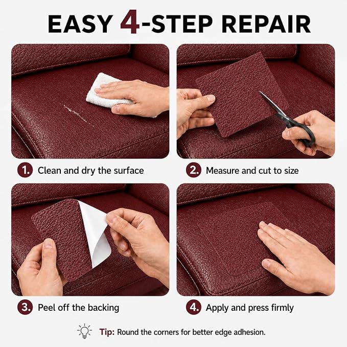 Self Adhesive Leather Repair Patch 24x54 Inch, Large Vinyl Repair Kit | Leather Tape for Furniture, Couch, Sofa, Car Seats. Waterproof, Strong Adhesion, Easy Cut Pleather Patch Waterproof Scratch