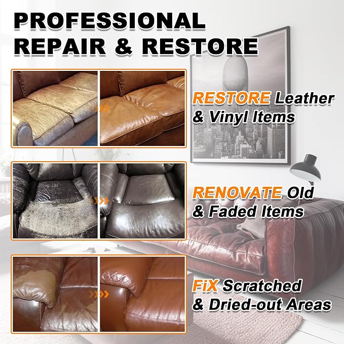 12oz Leather Recoloring Balm & 3.4oz Mink Oil Leather Conditioner kit,White Leather Color Repair Kits for Couches, Leather Couch Paint Scratch Repair for Furniture Car Sofa Shoes Leather Dye