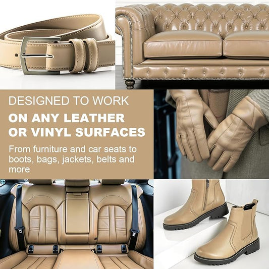 STARTSO WORLD 200Ml Leather Recoloring Balm with 100ML Leather Conditioner, Beige Leather Repair Kit for Furniture, Leather Dye, Leather Scratch Repair, Leather Couch Paint