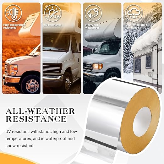 Pangda 8" x 25ft Butyl Tape, Sealant Tapes, 0.6mm Thick Aluminum Flashing Tape, Heavy Duty Metal Roof Patch, Waterproof Silver Butyl Rubber Tapes for Rv, Shed, Water Tank Leak Repair