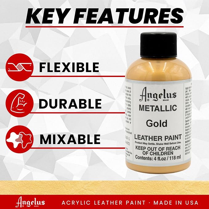 Angelus Metallic Leather Paint, 4 oz., Gold