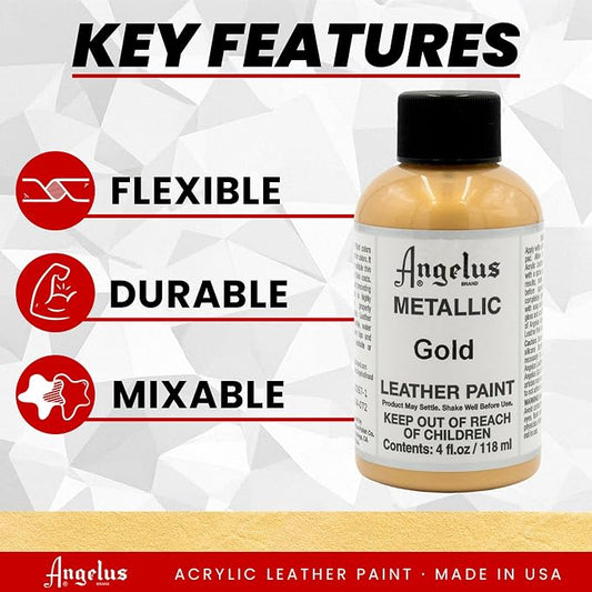 Angelus Metallic Leather Paint, 4 oz., Gold
