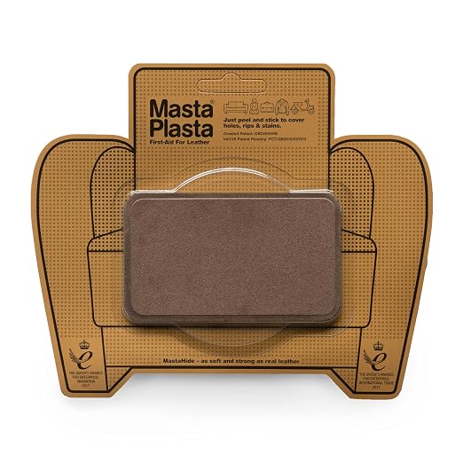 Instant MastaPlasta Suede Premium Repair Patch - Brown Suede - 4in x 2.4in (10cm x 6cm) - Self-Adhesive Suede Upholstery-Quality Patches for Sofas, Car Interiors, Bags, Shoes & More