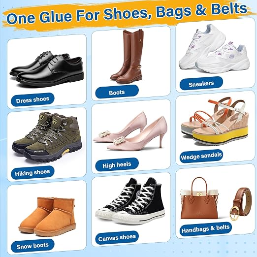 Shoe Glue | 5 x 15 ML Tube Clear Adhesive Glue Shoe Care Kit Repairs Soles, Heels, Patches Small Holes | Instant Bond, Dries Within 24 Hrs, Waterproof | Works on Leather, Rubber, Vinyl, Canvas