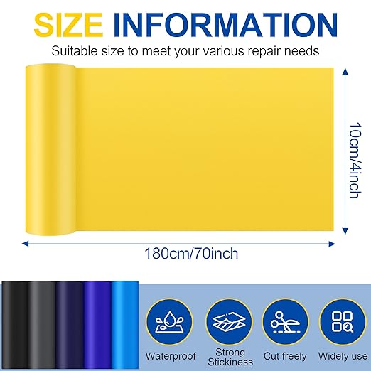 Fabric Repair Tape, Self Adhesive Nylon Repair Patch, Waterproof Outdoor Nylon Tape/Patch Kit for Down Jacket Clothing Tent Awnings Boat Cover Couches Yellow 4x70 inch