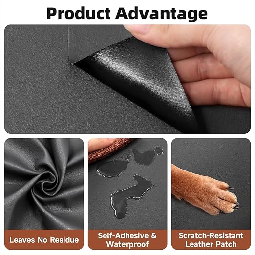 Leather Repair Tape, self-Adhesive Leather Repair Patch, for car seat Repair, Suitable for Sofas, Furniture, Seats, Strong Adhesive Leather Repair Tape (Gray, 7.87x 85in)