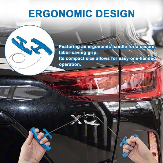 PSLER Blue Car Emblem Removal Tool, Plate Line Badge Remover - 1 Pair Kit with 5M High-Strength PE Cable for Vehicle Decal, Vinyl Wrap and Window Tint Installation