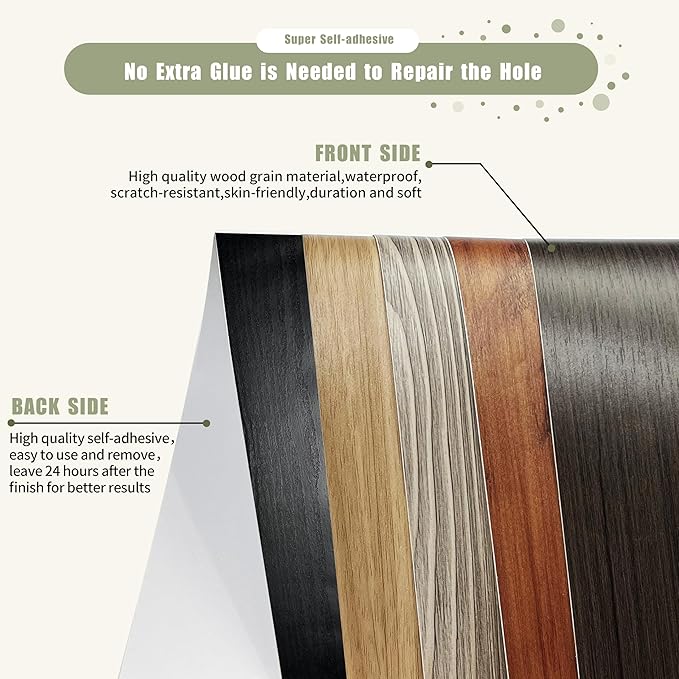 Besezx Wood Grain Tape, 3.9" X15', Self Adhesive Wood Grain Repair Patch for Tables, Chairs, DIY,Baseboards, Doors, Windows, Floors and Furniture Renovation.（Gray）